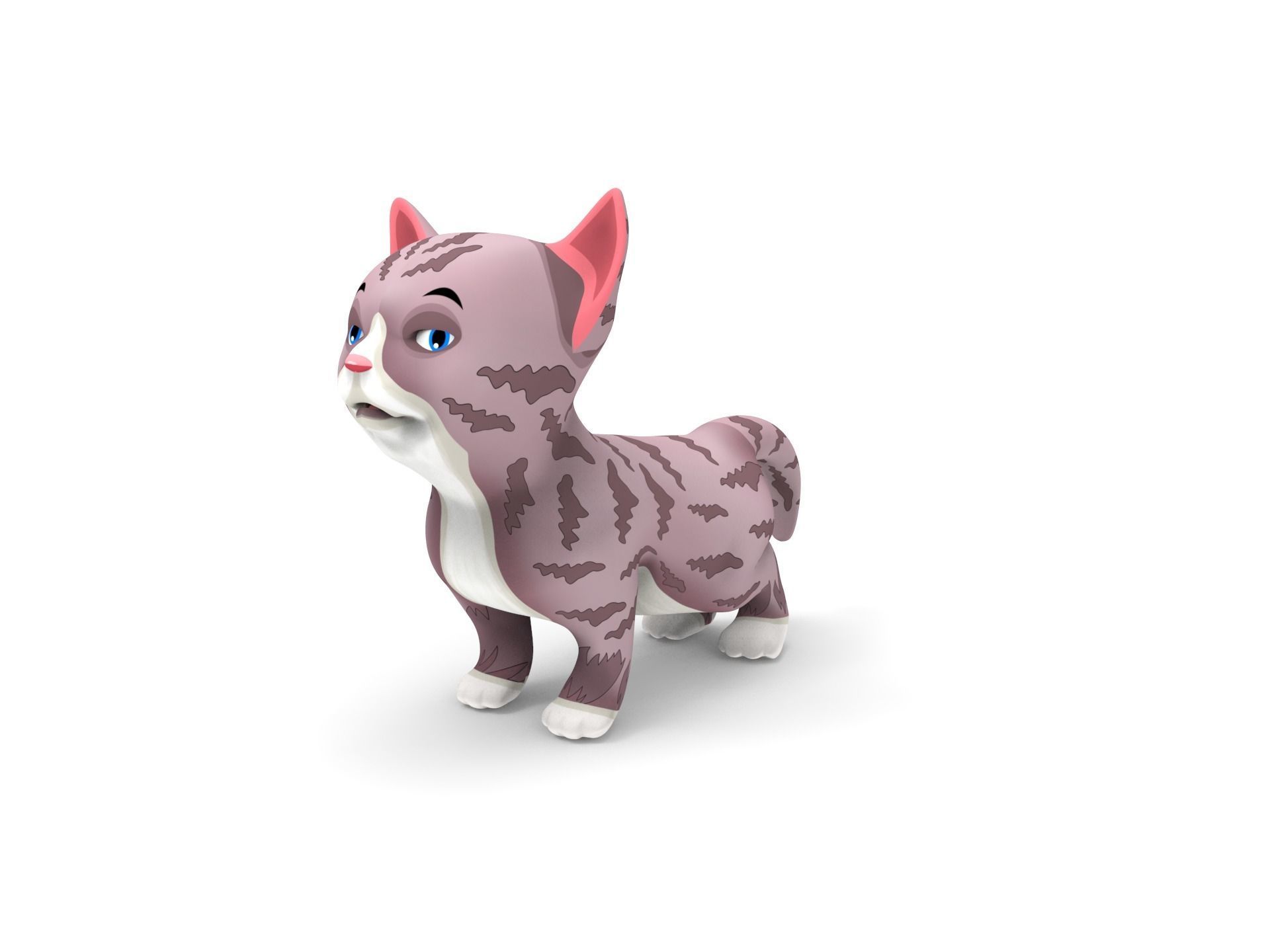 Cartoon Cute Pet Kitten Rigged  Low-poly 3D model_2