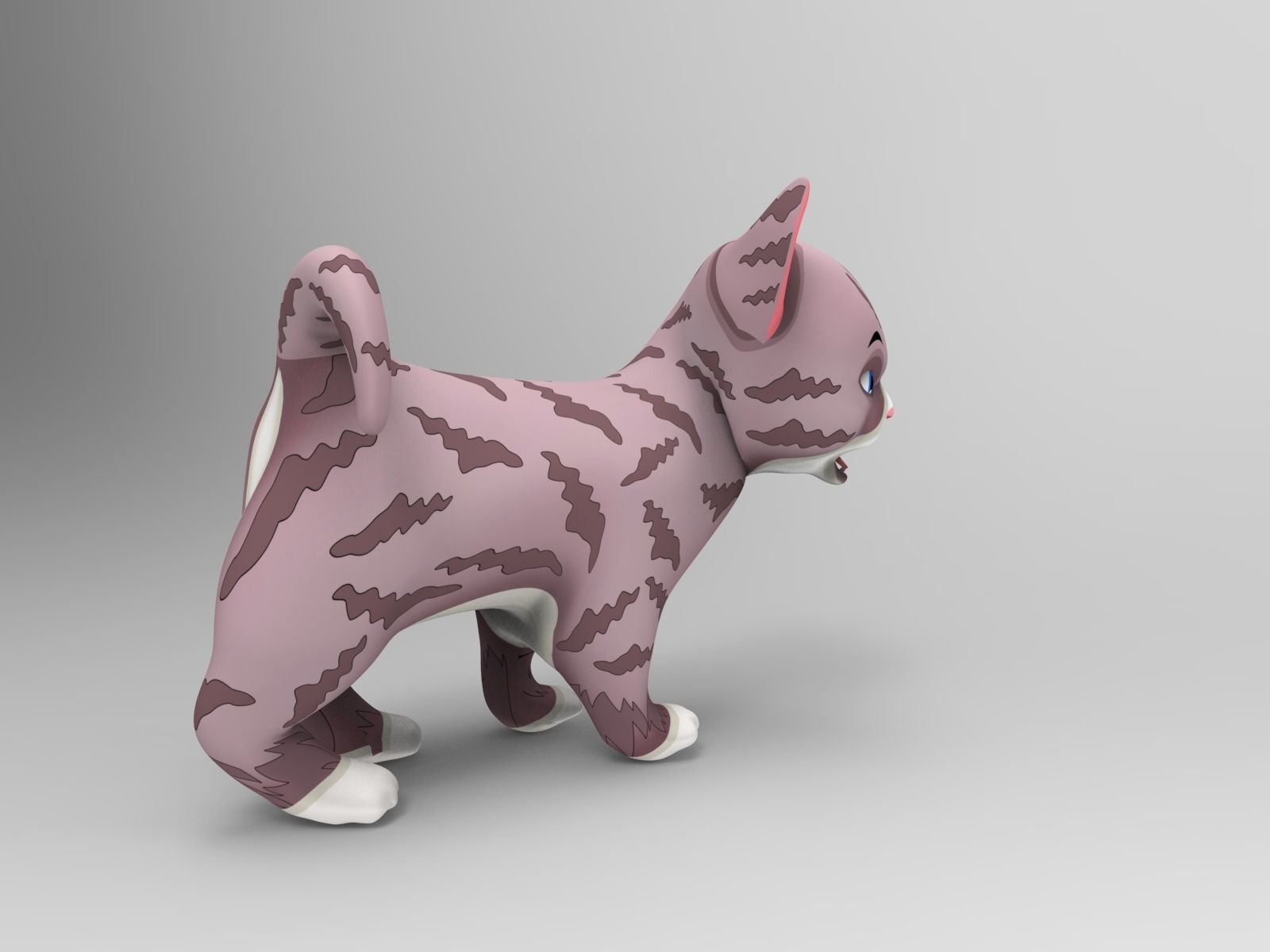 Cartoon Cute Pet Kitten Rigged  Low-poly 3D model_19