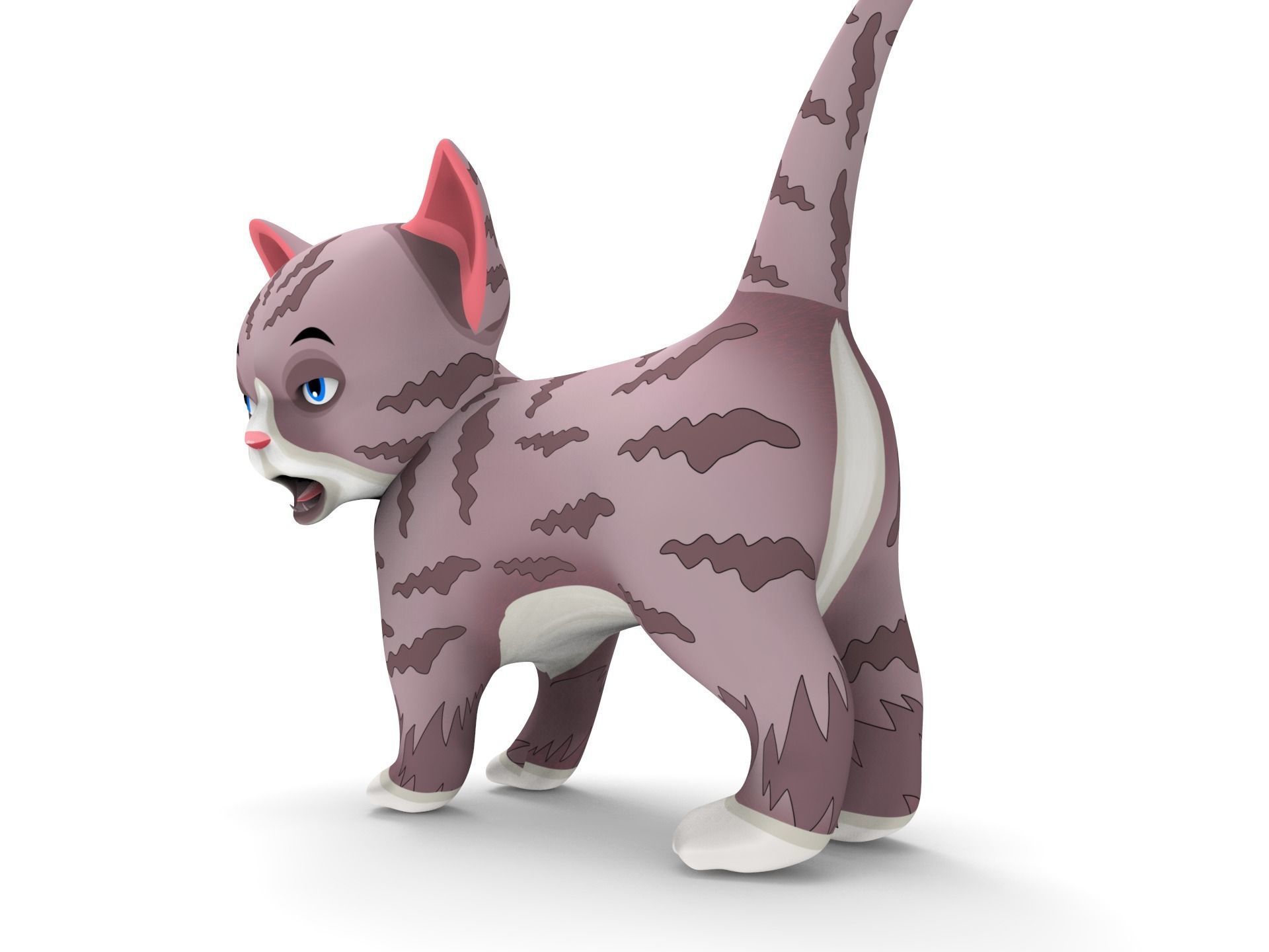 Cartoon Cute Pet Kitten Rigged  Low-poly 3D model_8
