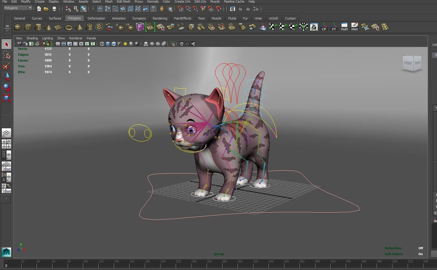 Cartoon Cute Pet Kitten Rigged  Low-poly 3D model_34
