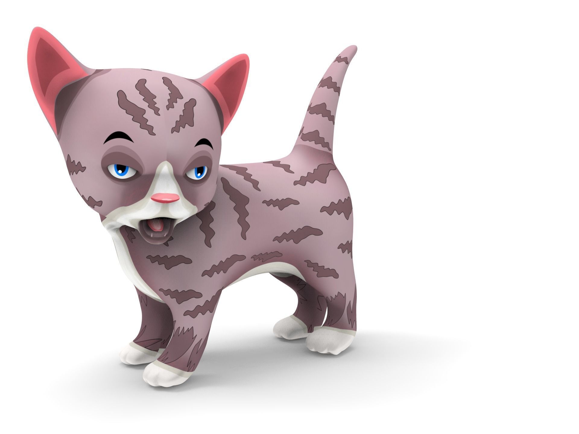 Cartoon Cute Pet Kitten Rigged  Low-poly 3D model_7