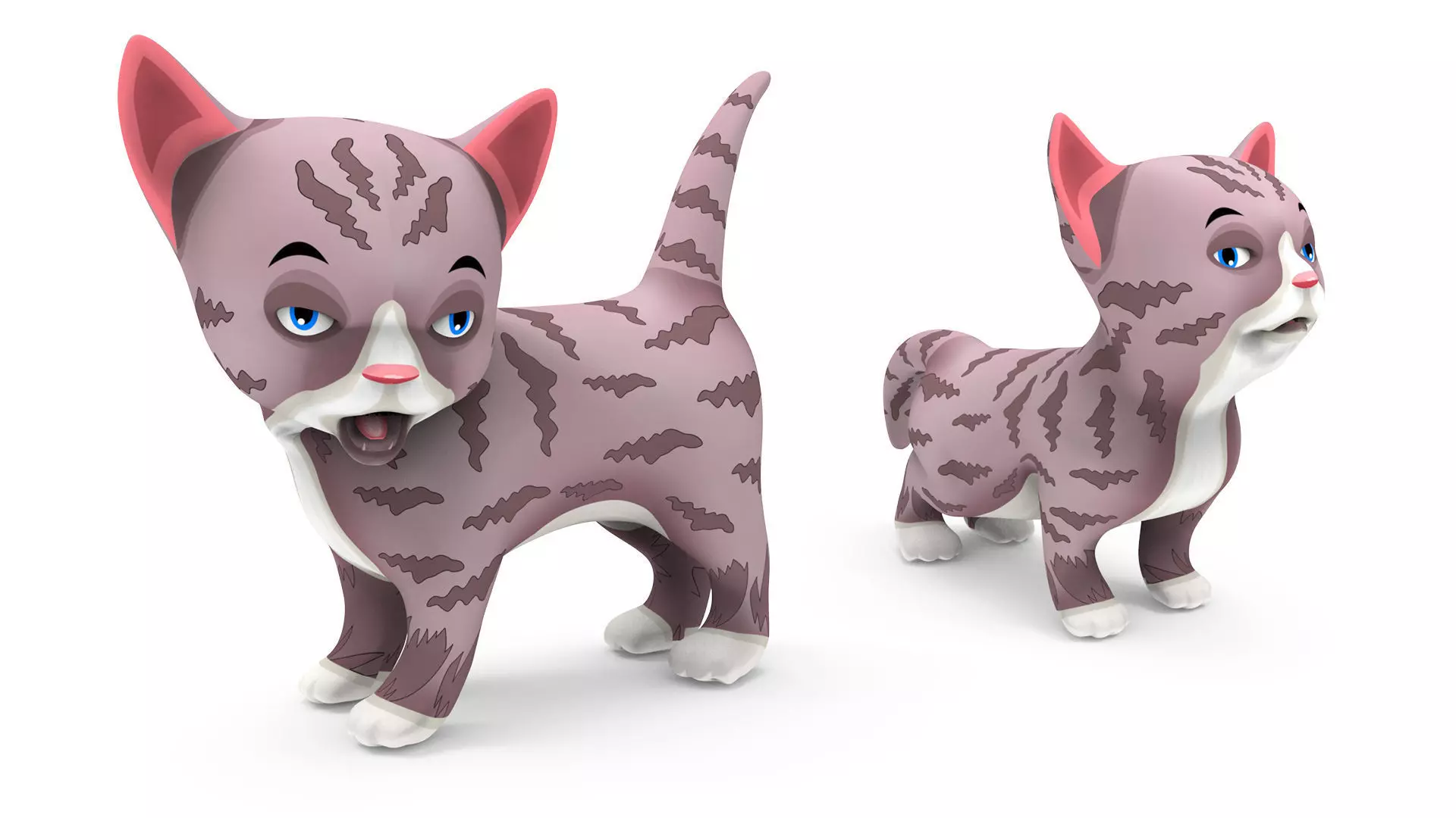 Cartoon Cute Pet Kitten Rigged  Low-poly 3D model_0