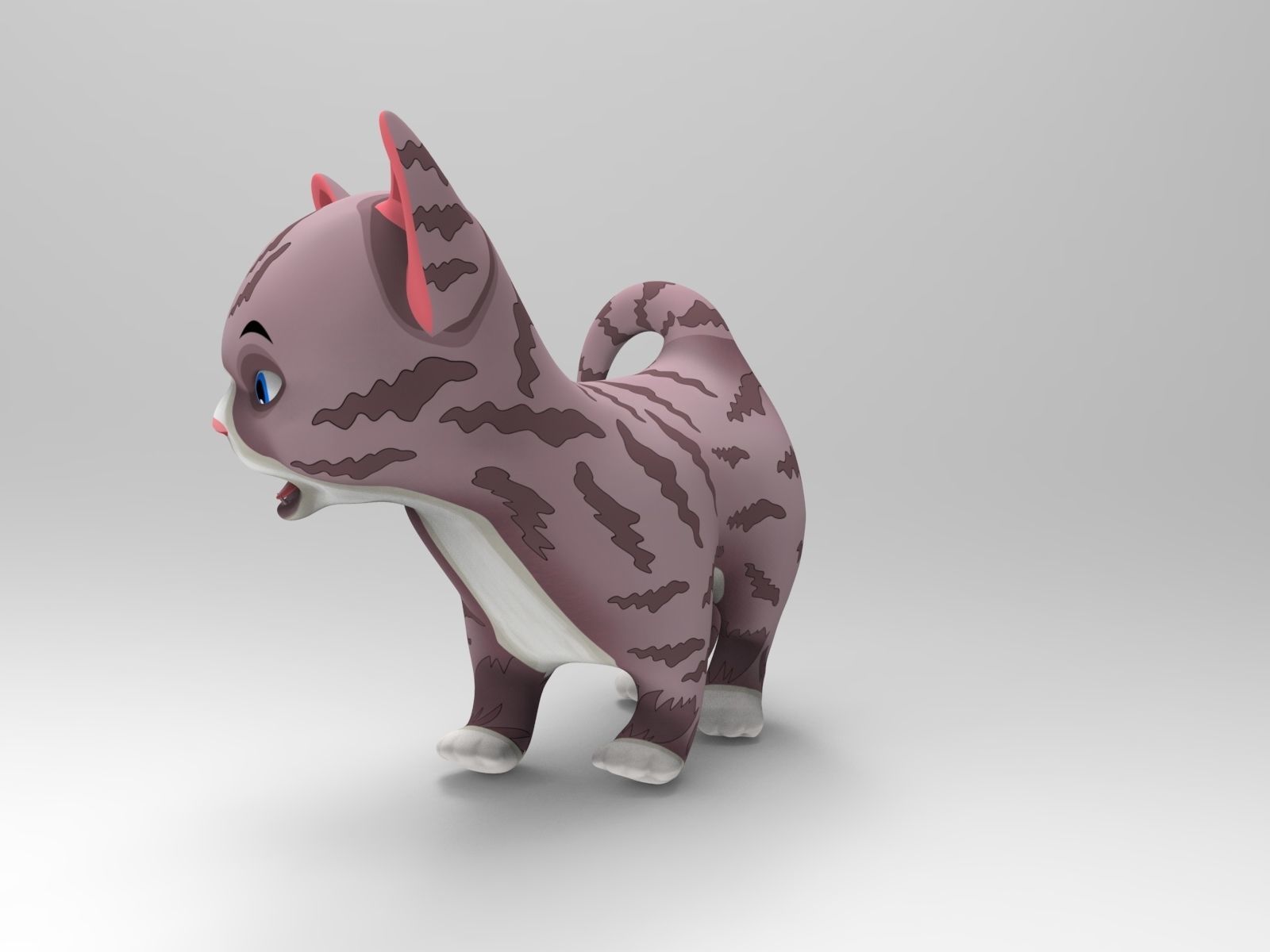 Cartoon Cute Pet Kitten Rigged  Low-poly 3D model_17