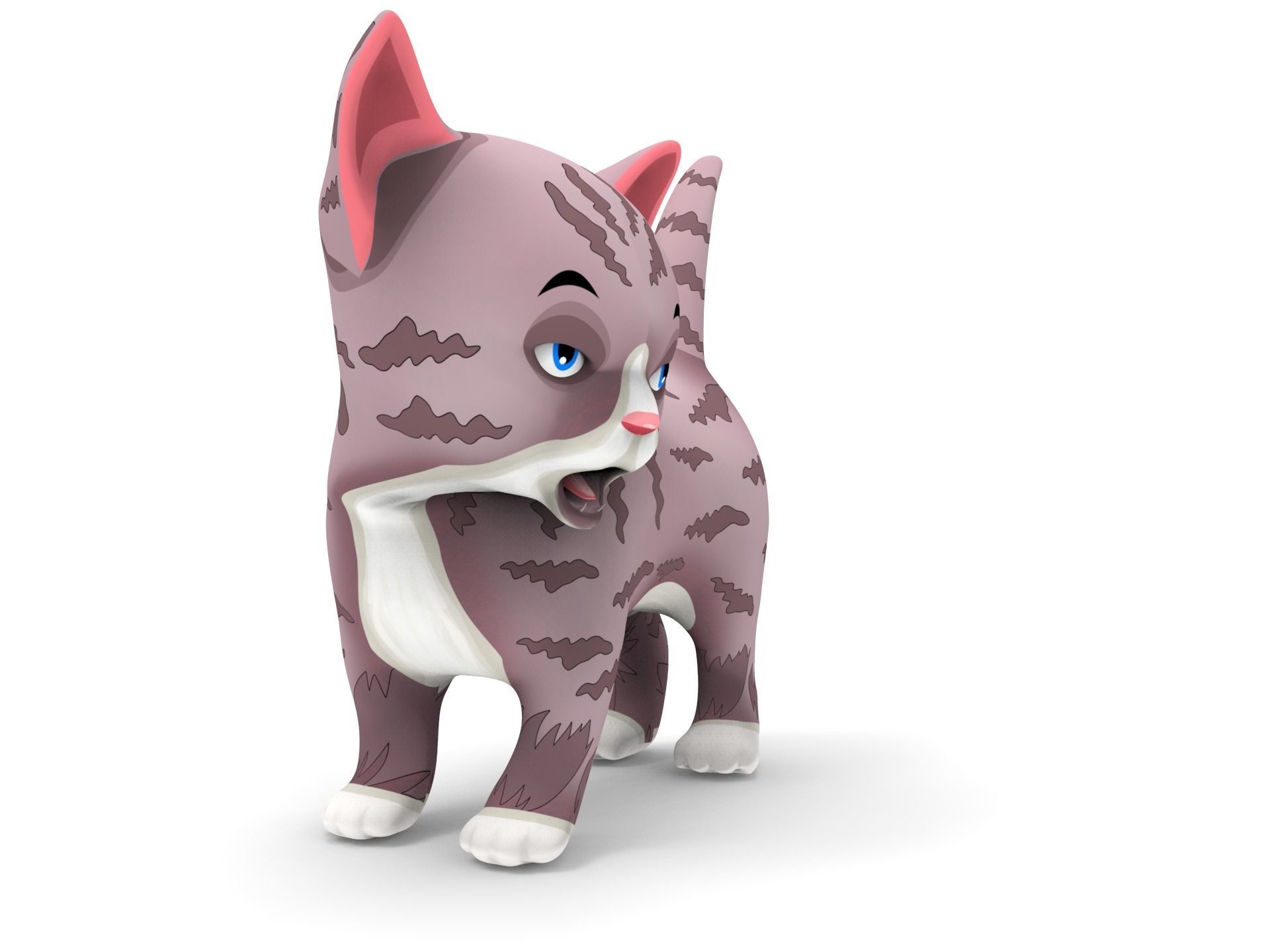Cartoon Cute Pet Kitten Rigged  Low-poly 3D model_9