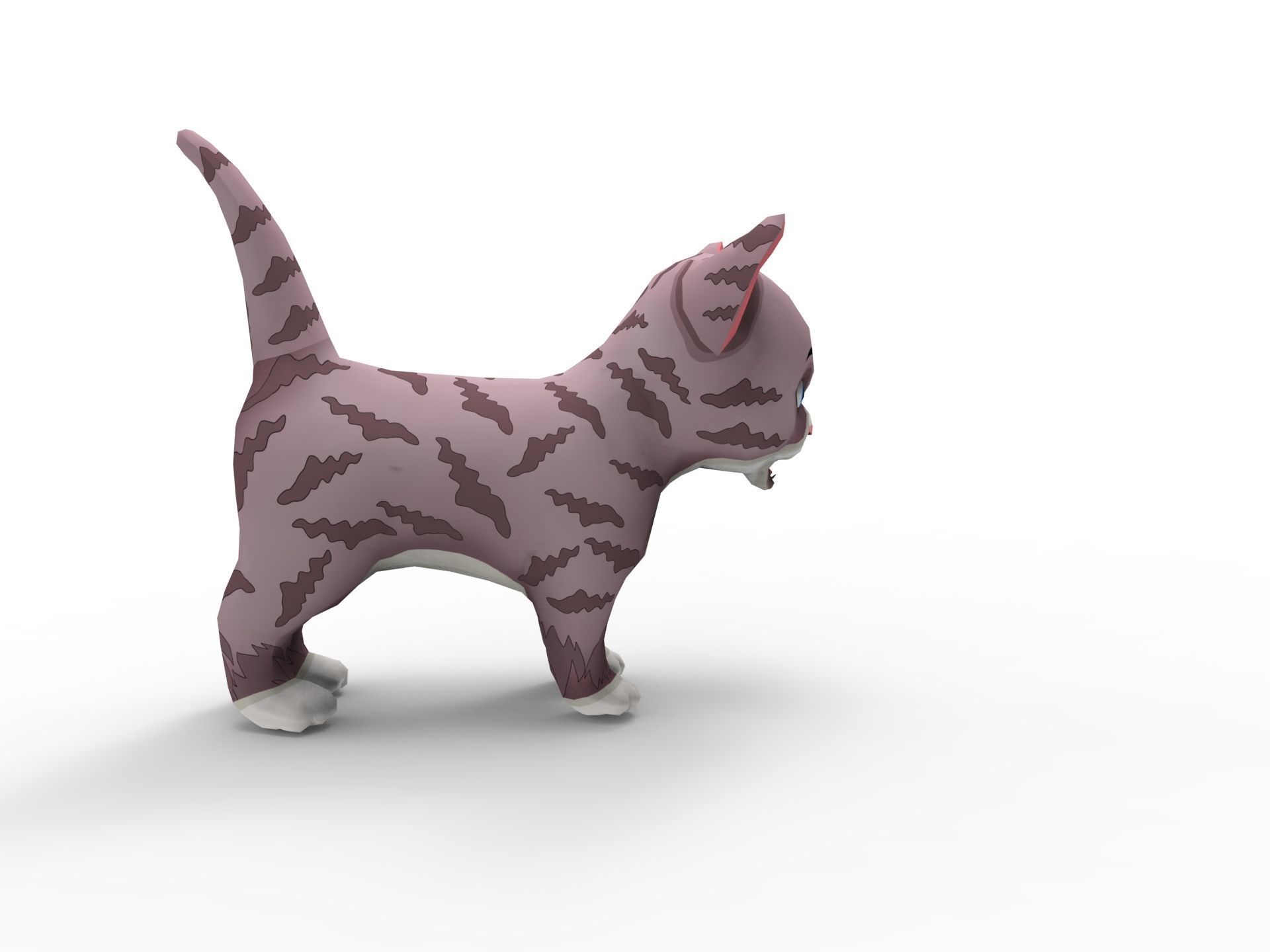Cartoon Cute Pet Kitten Rigged  Low-poly 3D model_26