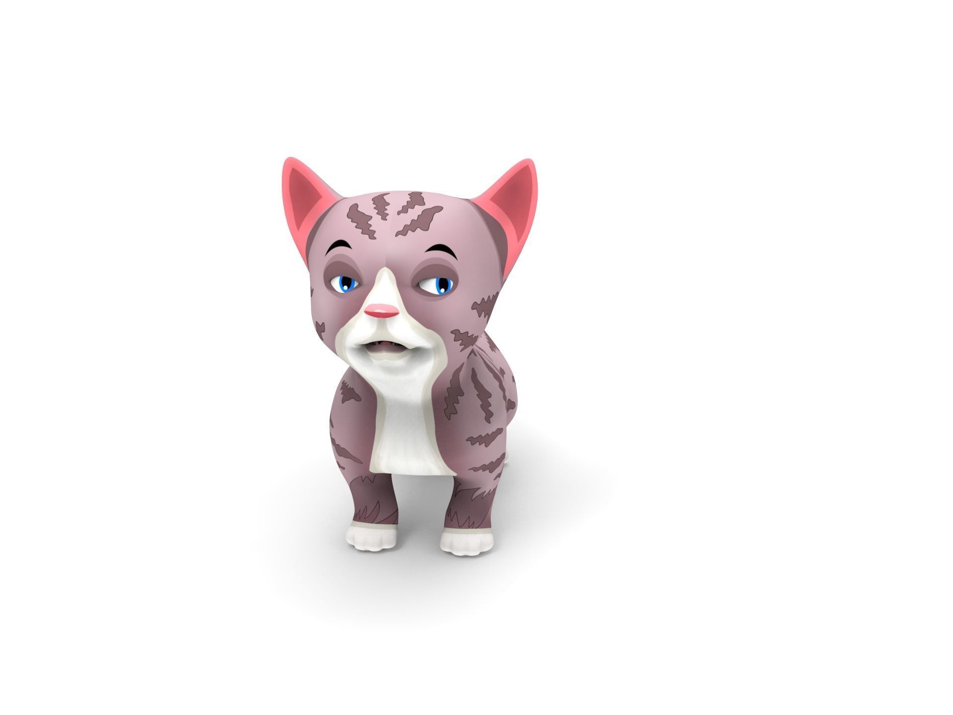 Cartoon Cute Pet Kitten Rigged  Low-poly 3D model_6