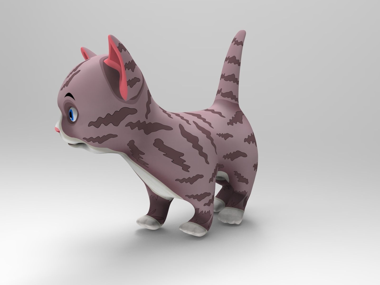 Cartoon Cute Pet Kitten Rigged  Low-poly 3D model_12
