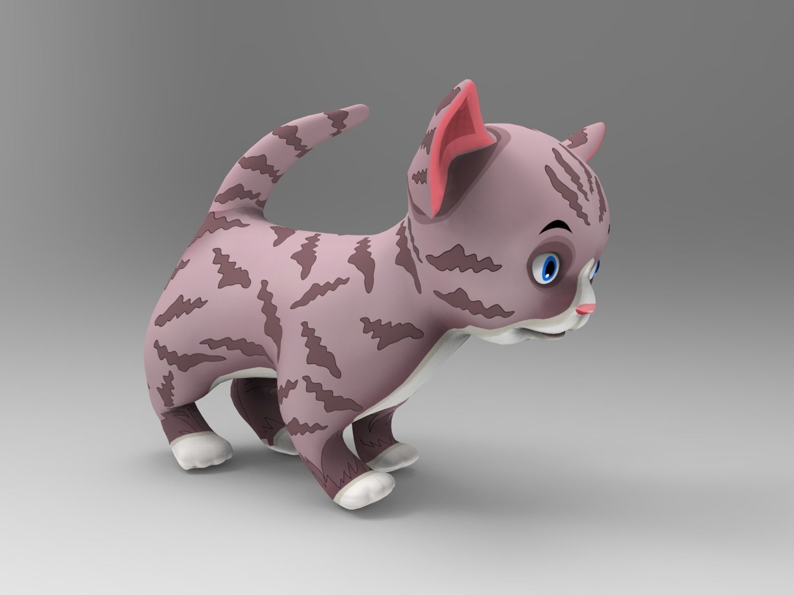 Cartoon Cute Pet Kitten Rigged  Low-poly 3D model_23