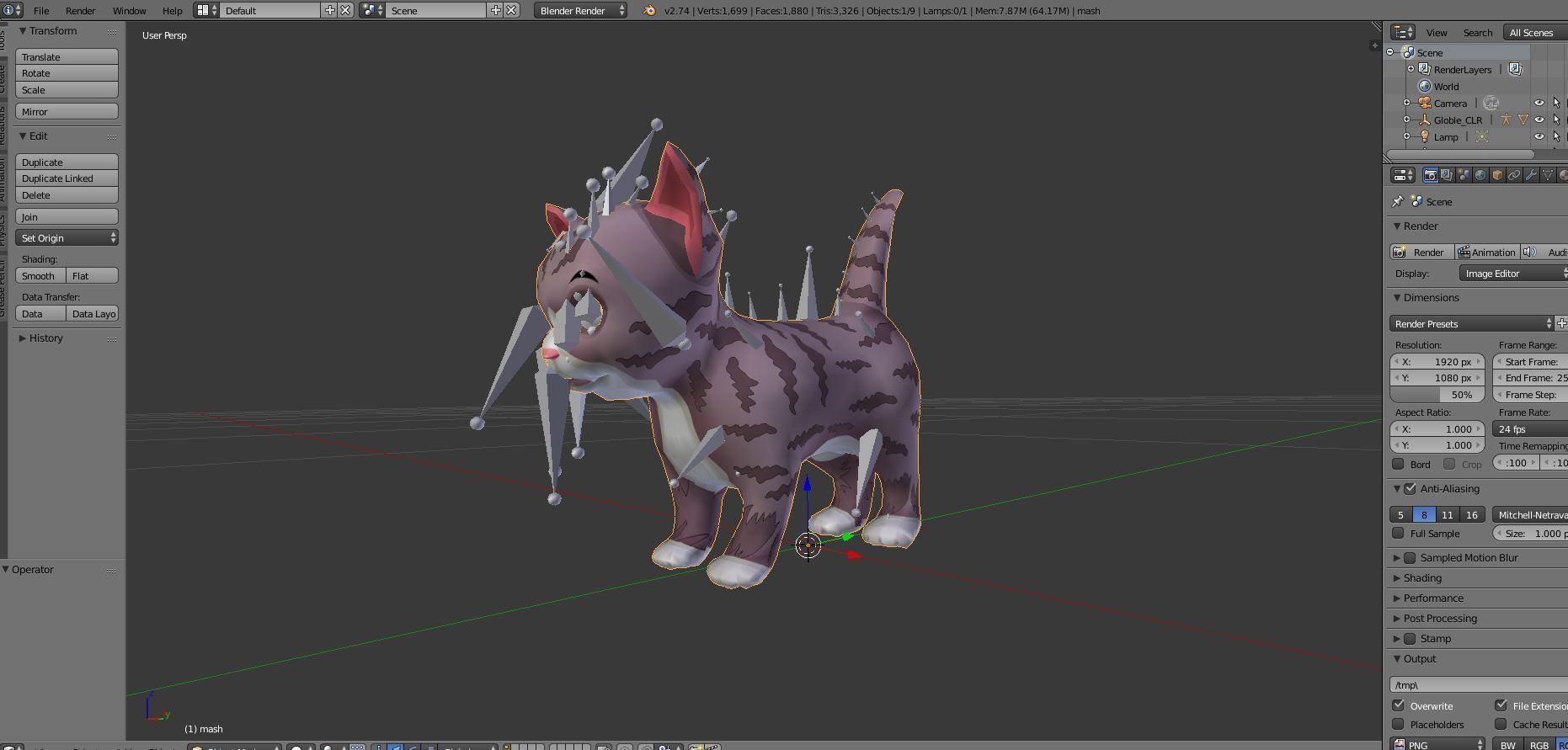 Cartoon Cute Pet Kitten Rigged  Low-poly 3D model_33