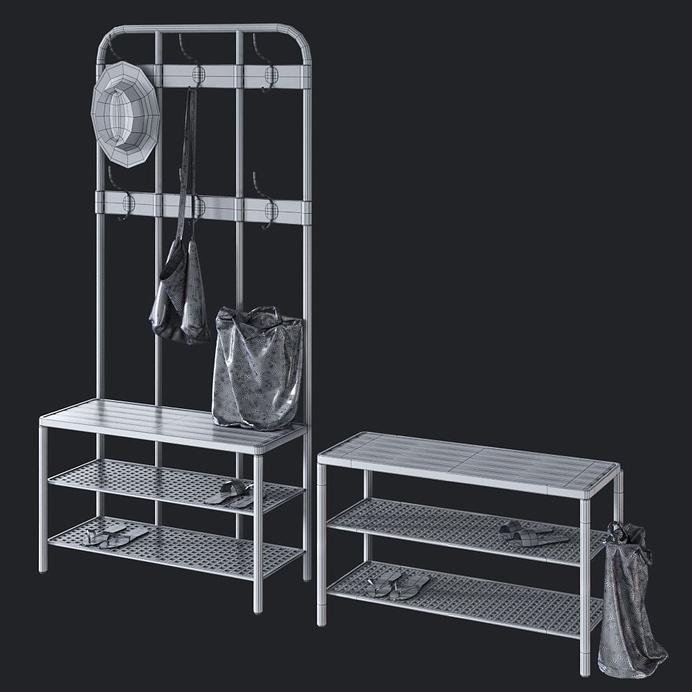 Ikea Pinnig Hanger with shoe section 3D model_2