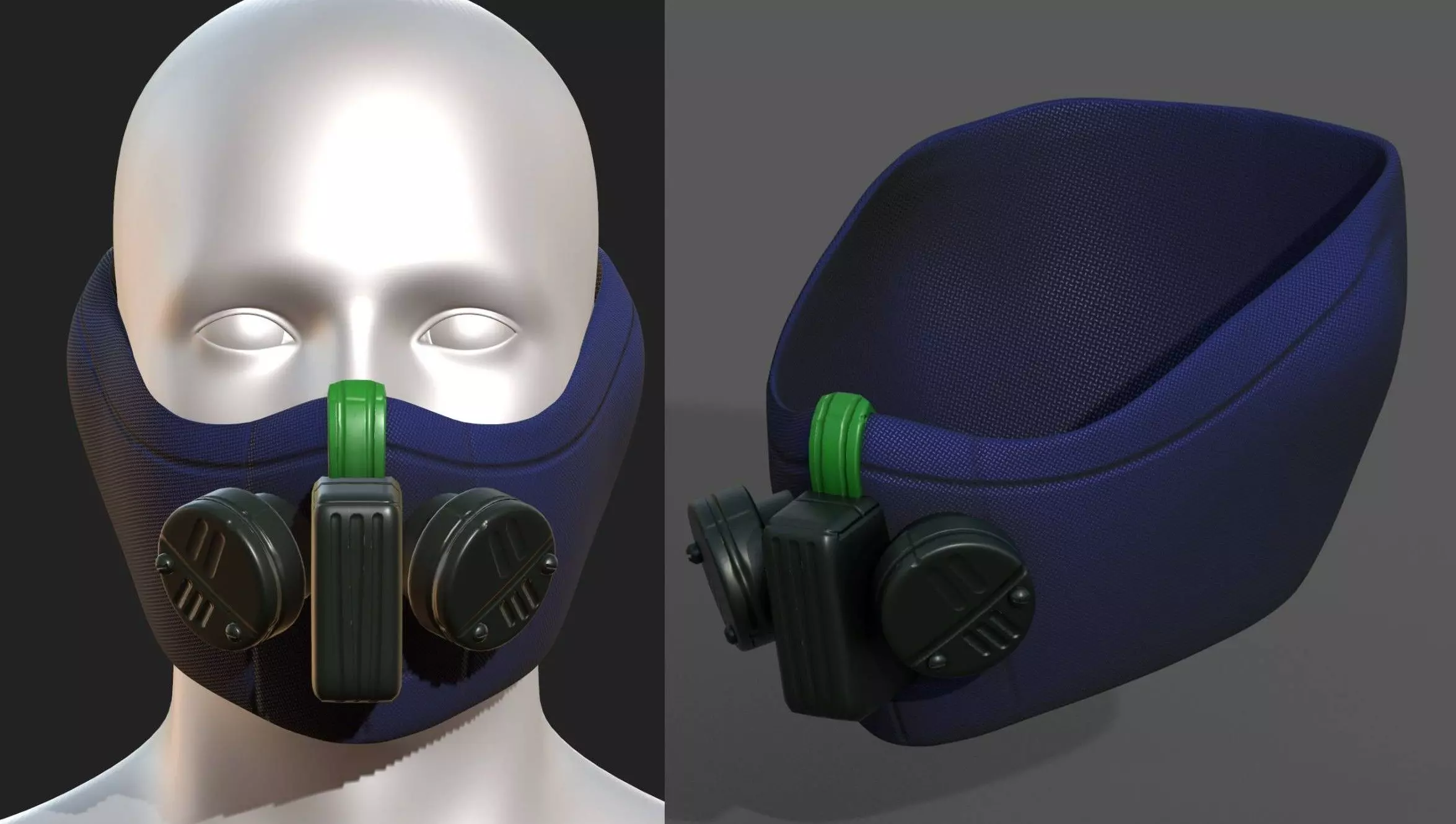 Gas mask respirator scifi futuristic 3d model Low-poly 3D model_0