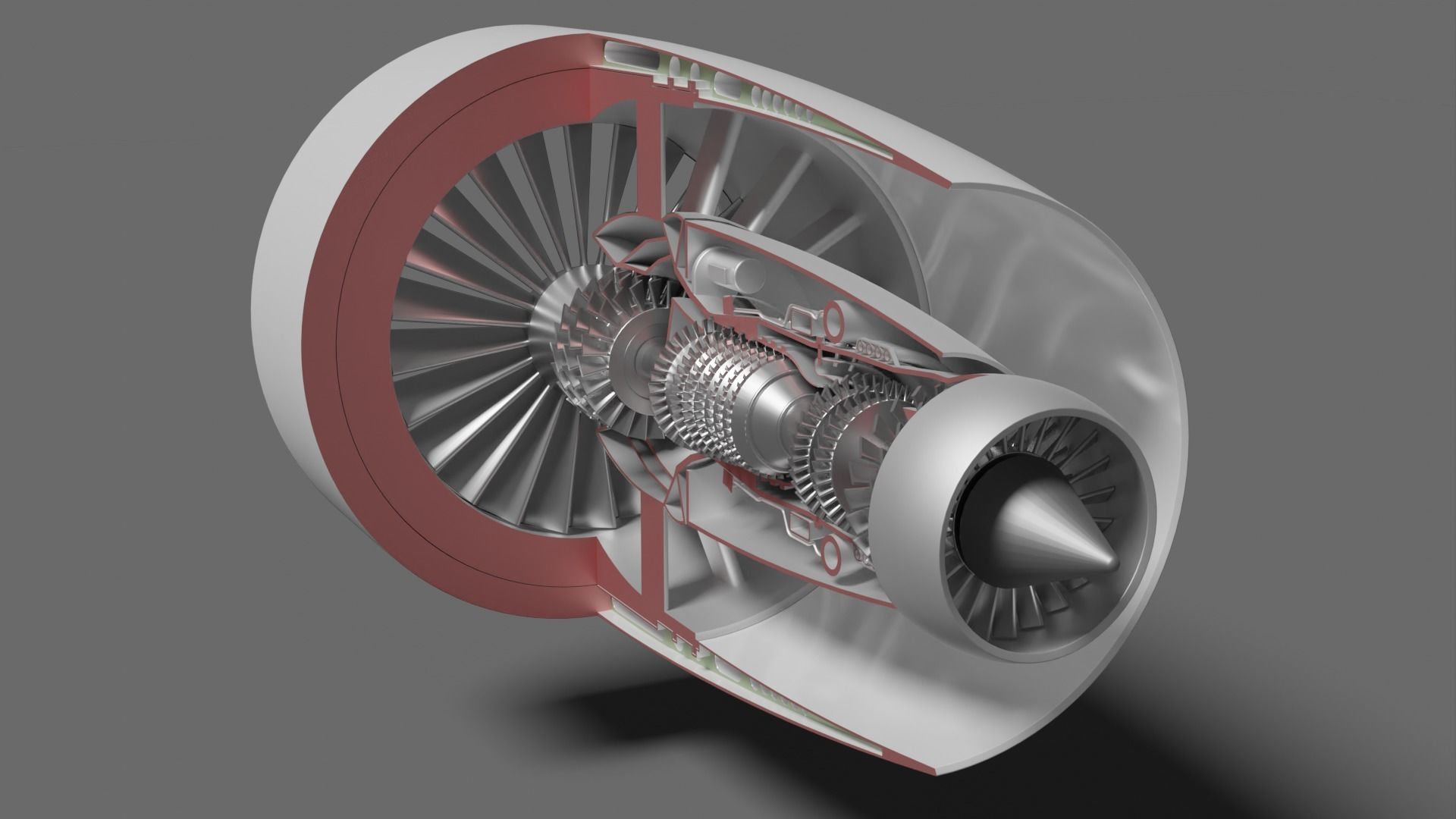 Turbine jet engine 3D model_2