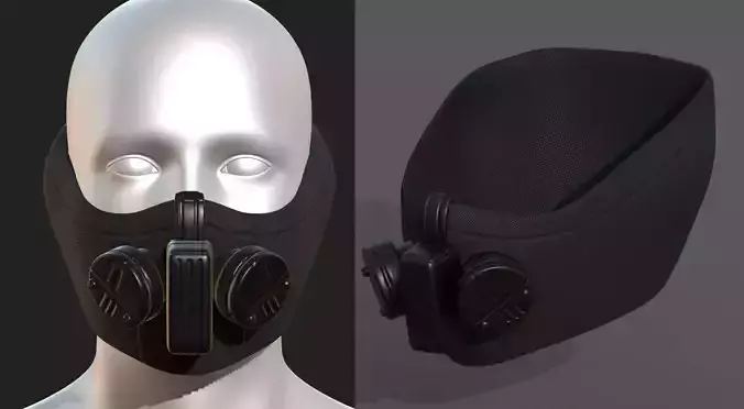Gas mask respirator PBR textures low poly 