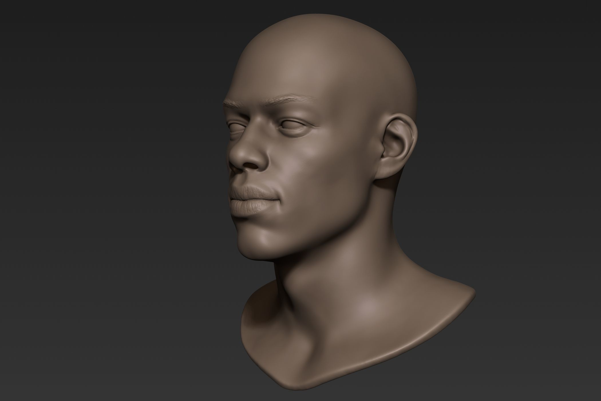 Black Man Head 9 3D model_5