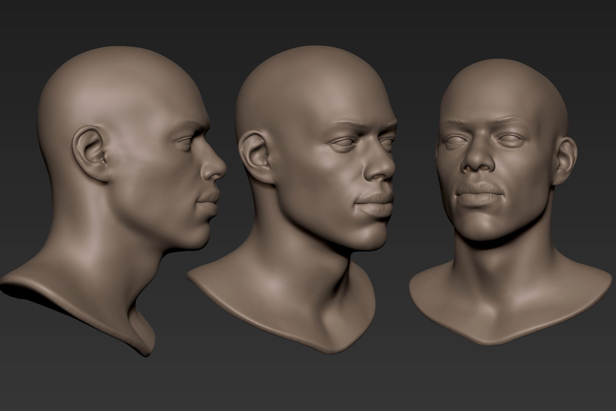 Black Man Head 9 3D model_7