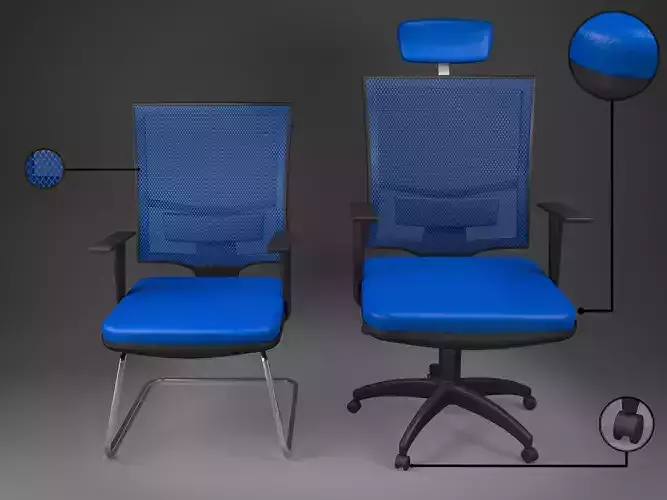Office Chair Big and Small low poly Low-poly 3D model