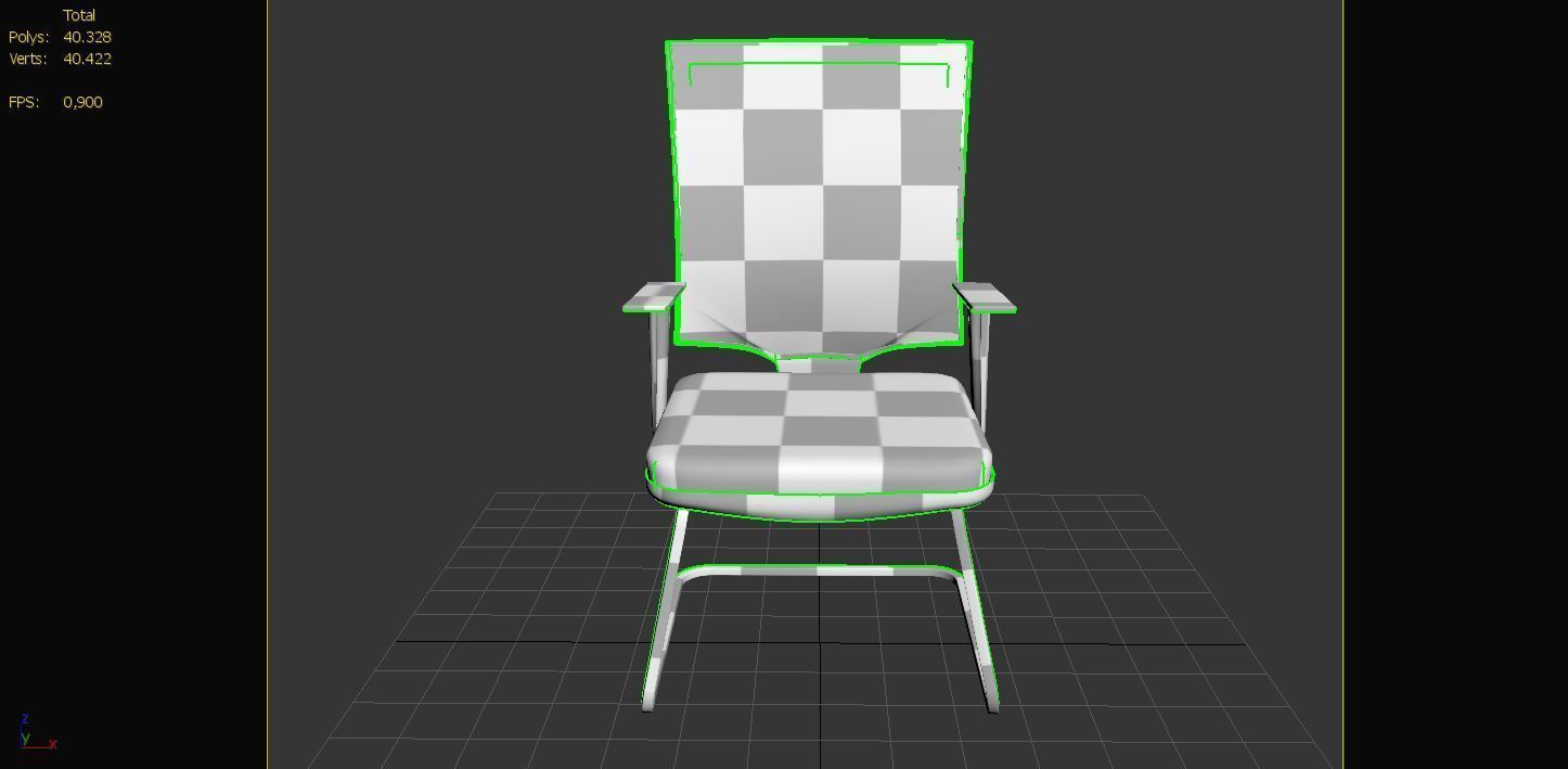 Office Chair Big and Small low poly Low-poly 3D model_7