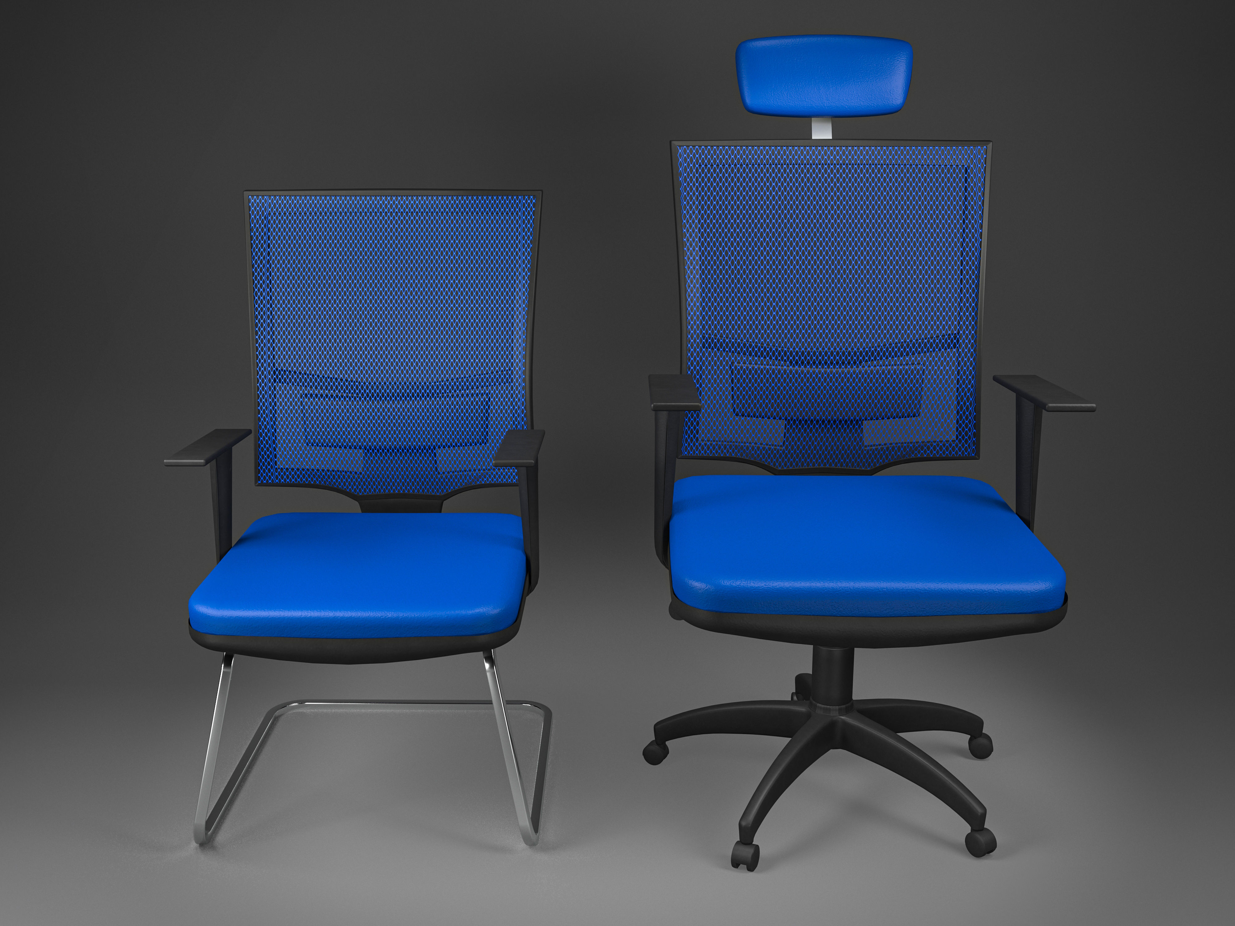Office Chair Big and Small low poly Low-poly 3D model_3