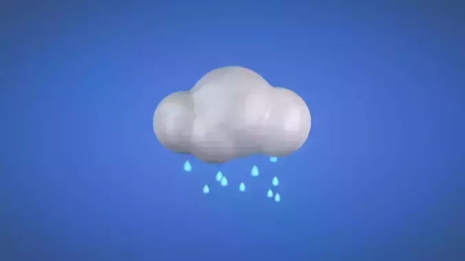 Rainfall - Weather Icon Low-poly 3D model