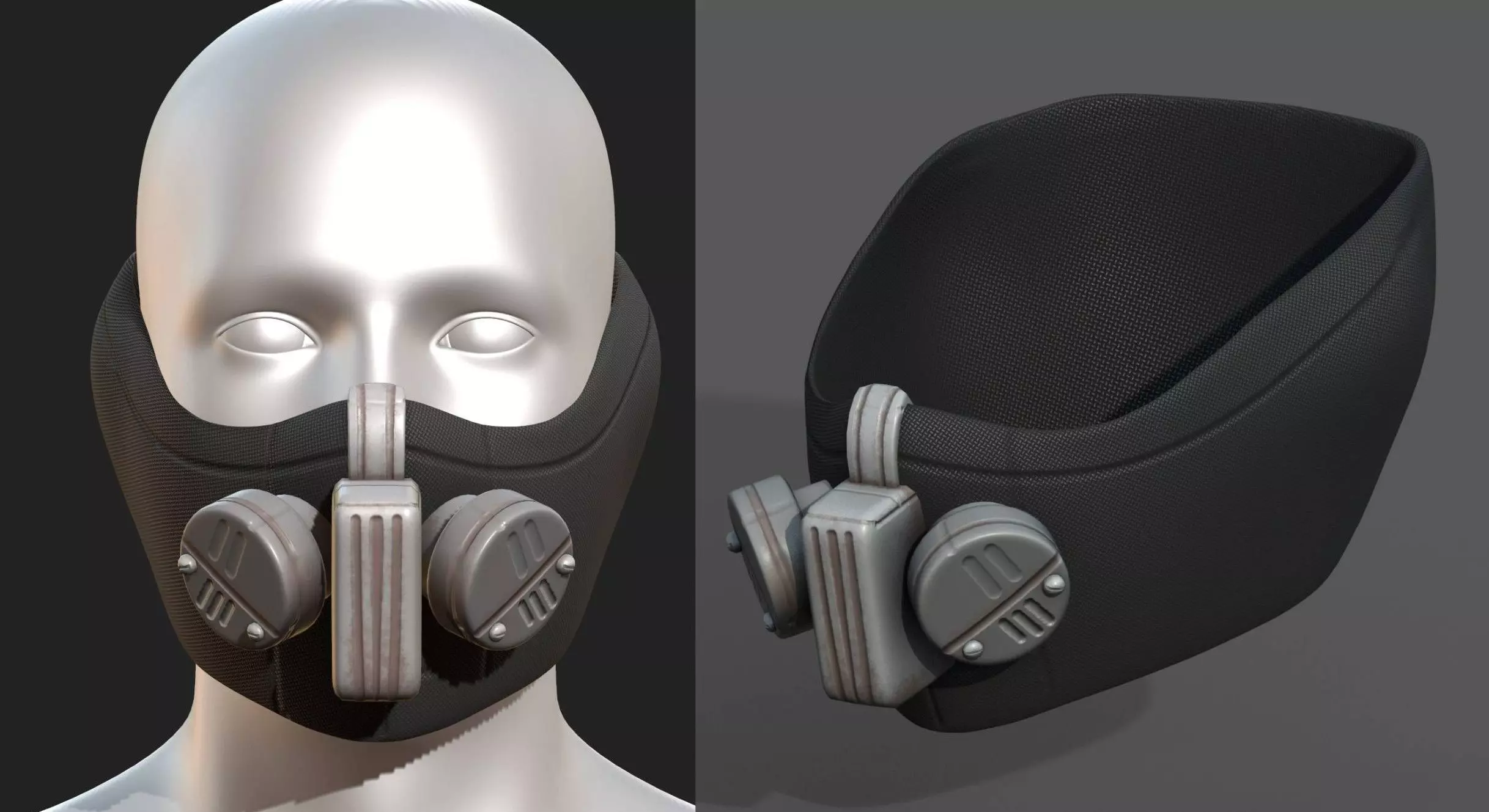 Gas mask respirator scifi futuristic PBR Low-poly 3D model_0