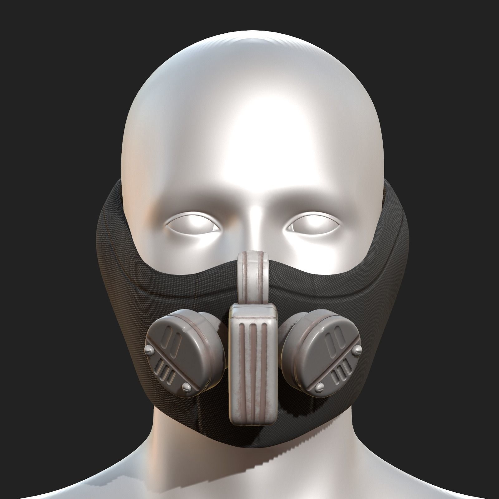 Gas mask respirator scifi futuristic PBR Low-poly 3D model_8