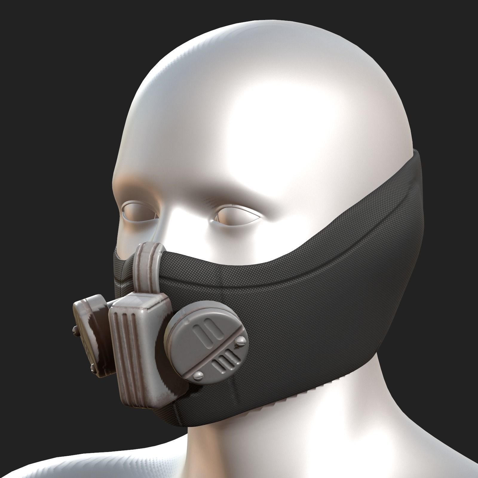 Gas mask respirator scifi futuristic PBR Low-poly 3D model_2
