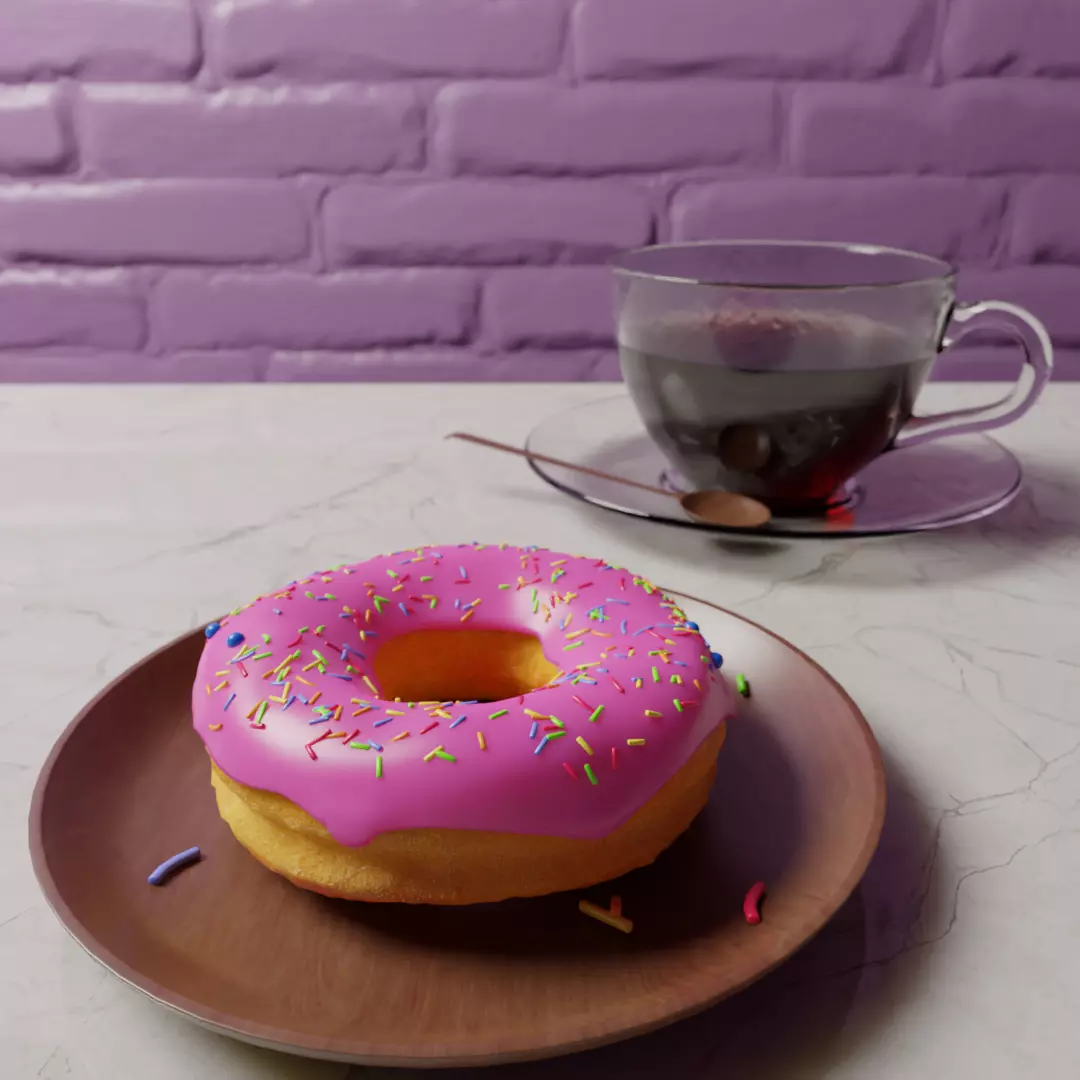 Donut and Coffee Cup with Animation and Textures Free 3D model_0