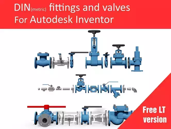 Autodesk Inventor CAD library - Piping No 2 LT Free 3D model