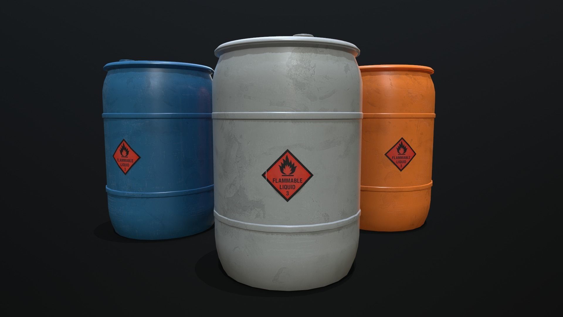 Plastic Barrel Game-ready Low-poly 3D model_1