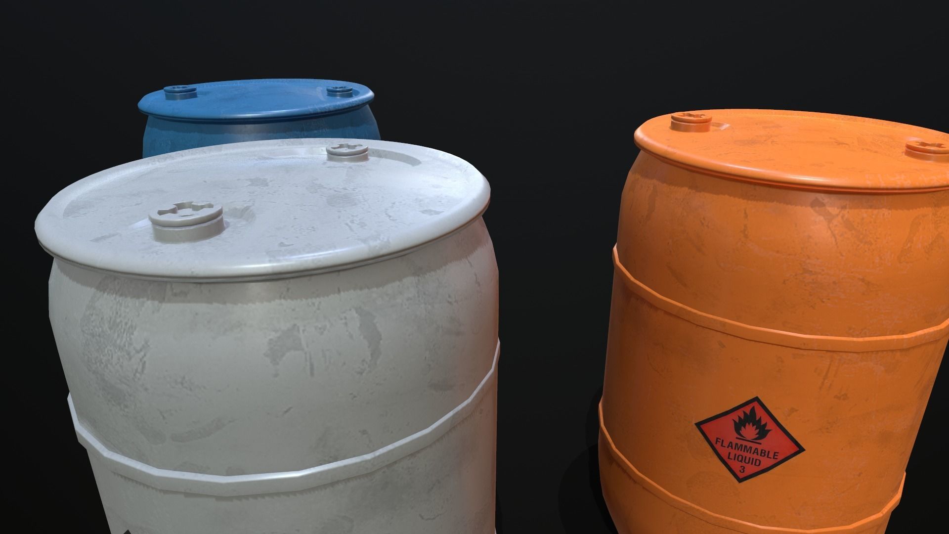 Plastic Barrel Game-ready Low-poly 3D model_10