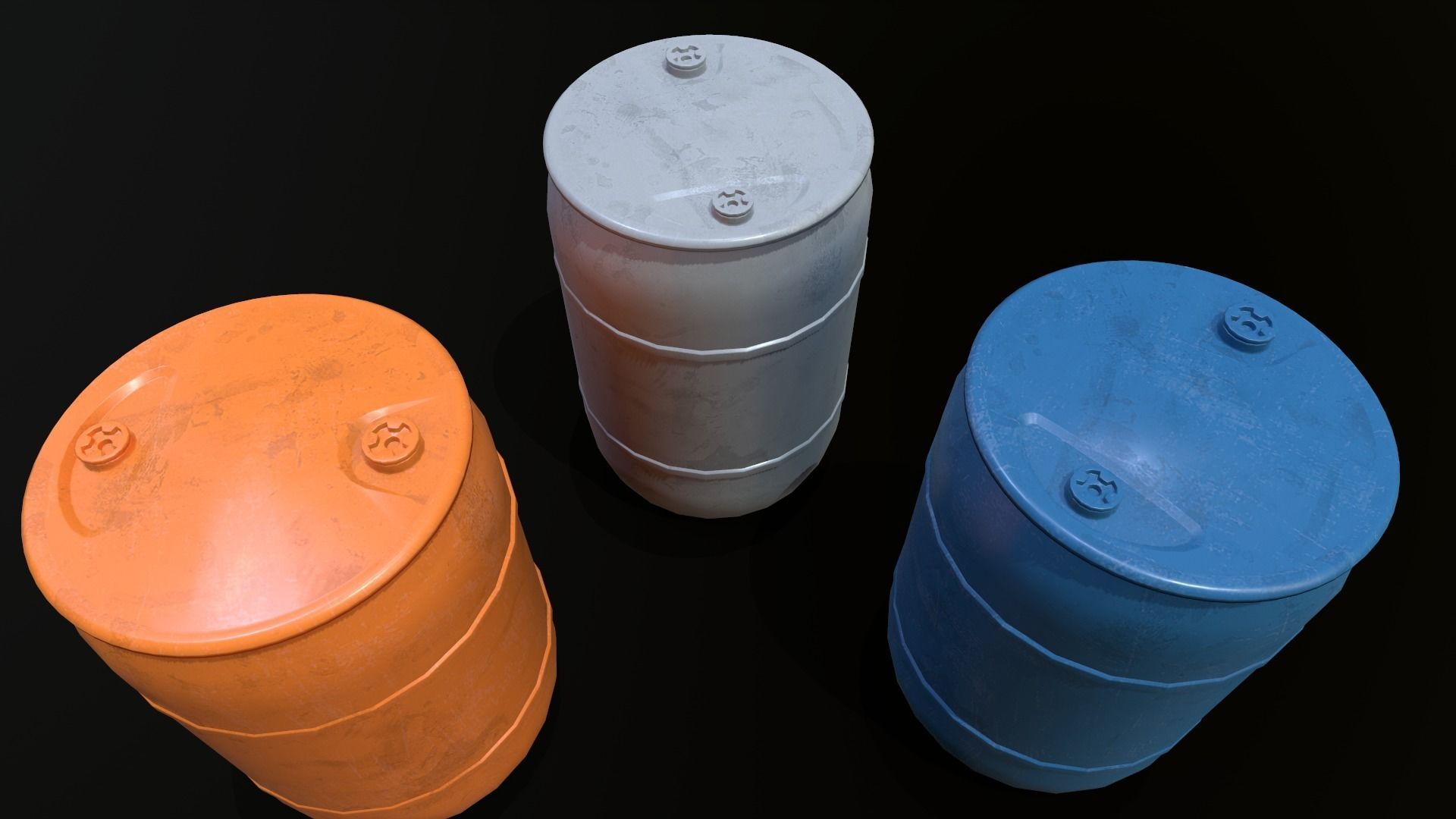 Plastic Barrel Game-ready Low-poly 3D model_7