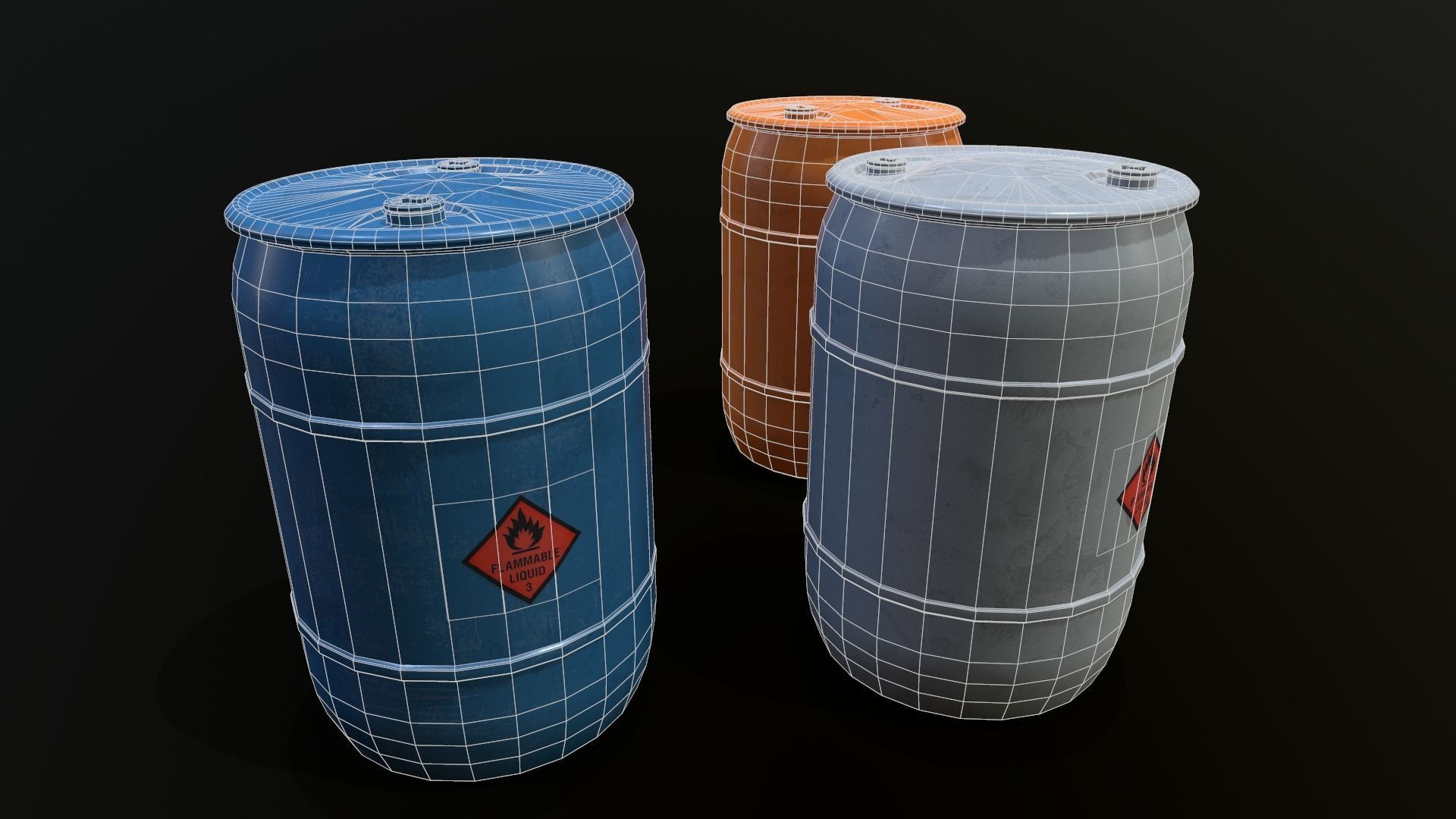 Plastic Barrel Game-ready Low-poly 3D model_13