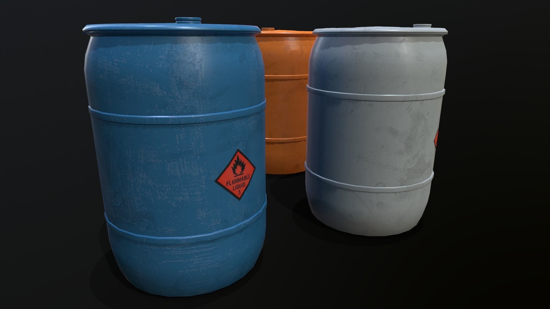 Plastic Barrel Game-ready Low-poly 3D model_4