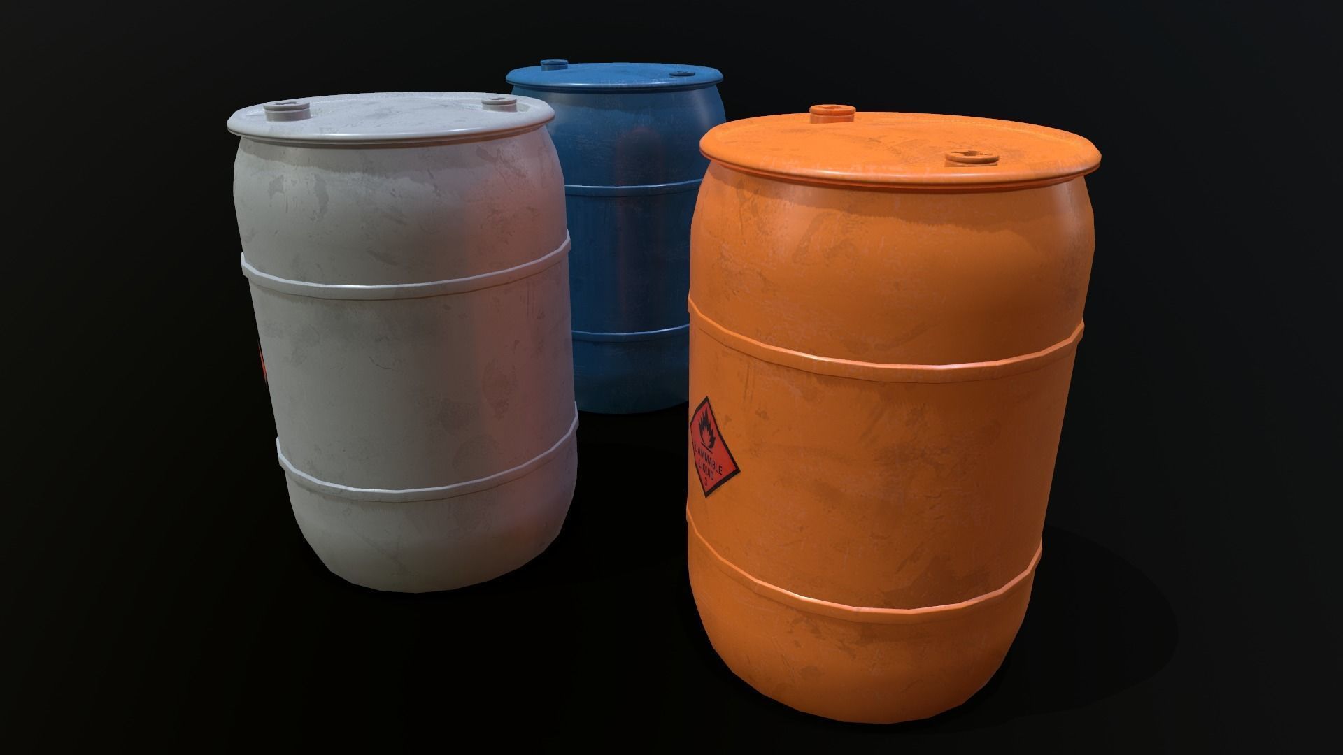 Plastic Barrel Game-ready Low-poly 3D model_2