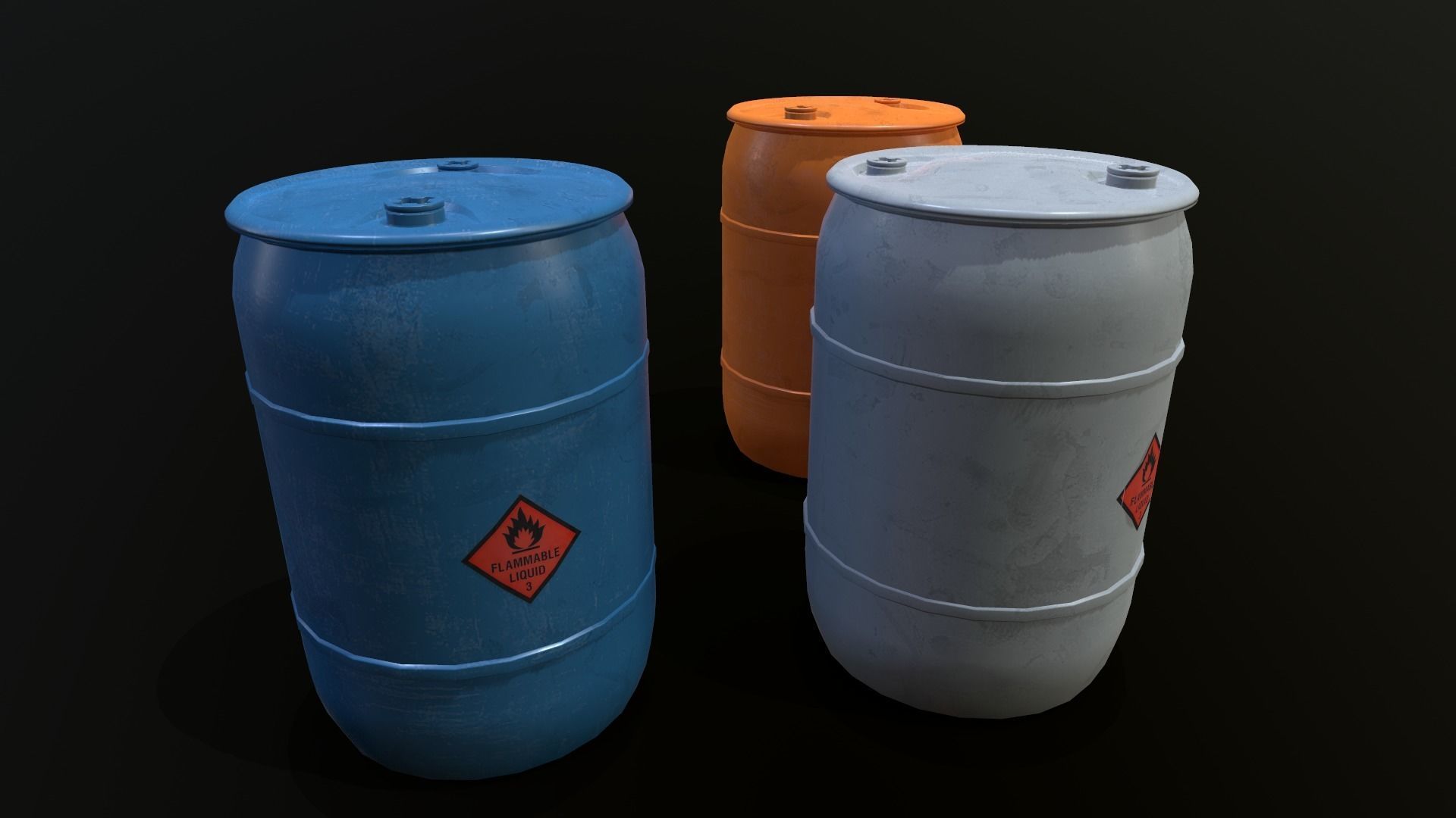 Plastic Barrel Game-ready Low-poly 3D model_12
