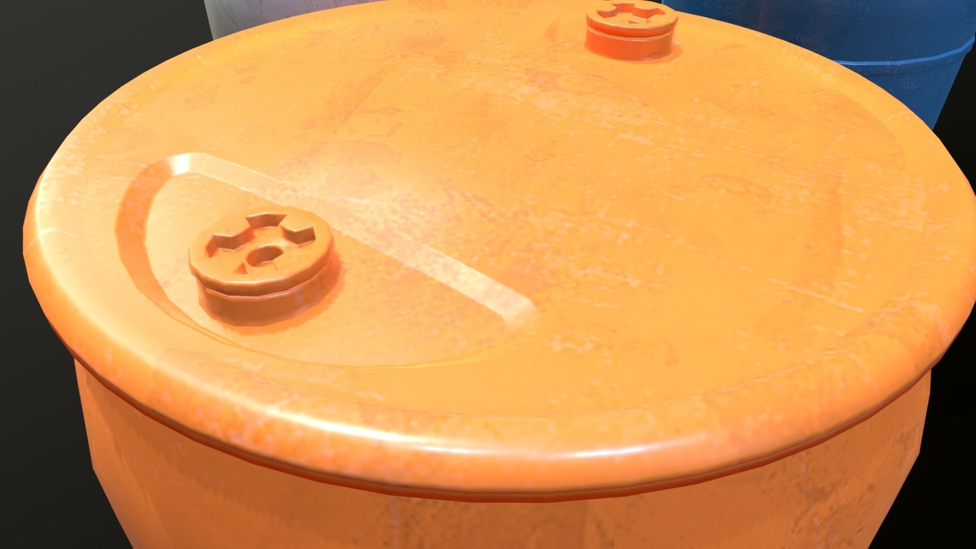 Plastic Barrel Game-ready Low-poly 3D model_5