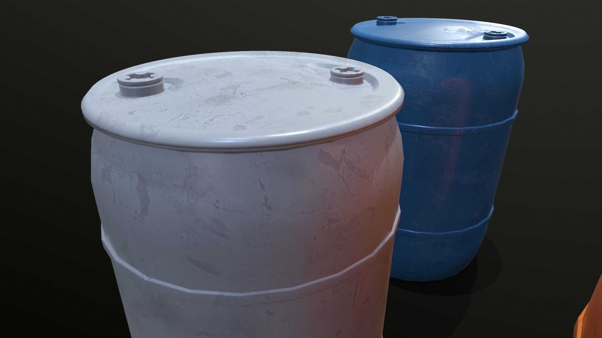 Plastic Barrel Game-ready Low-poly 3D model_8