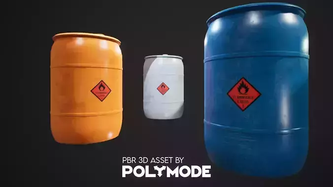 Plastic  Barrel Game-ready Low-poly 3D model