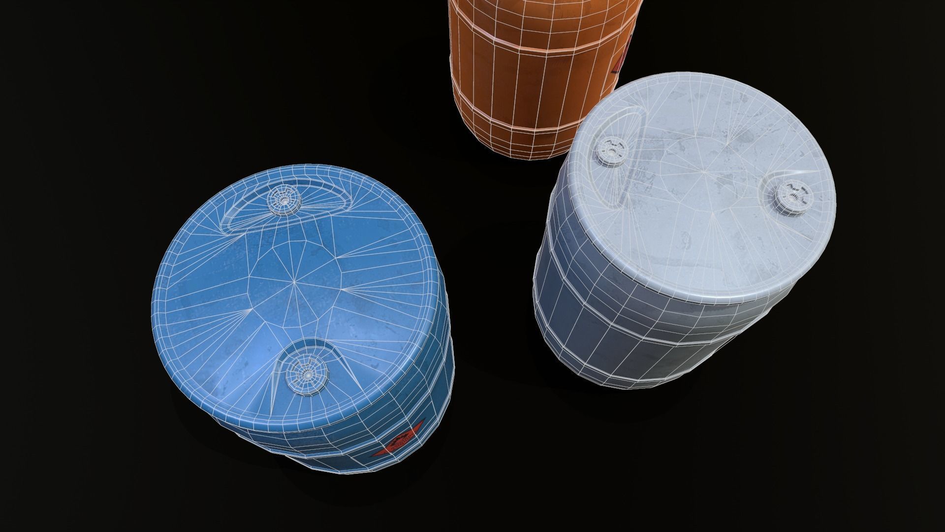 Plastic Barrel Game-ready Low-poly 3D model_14