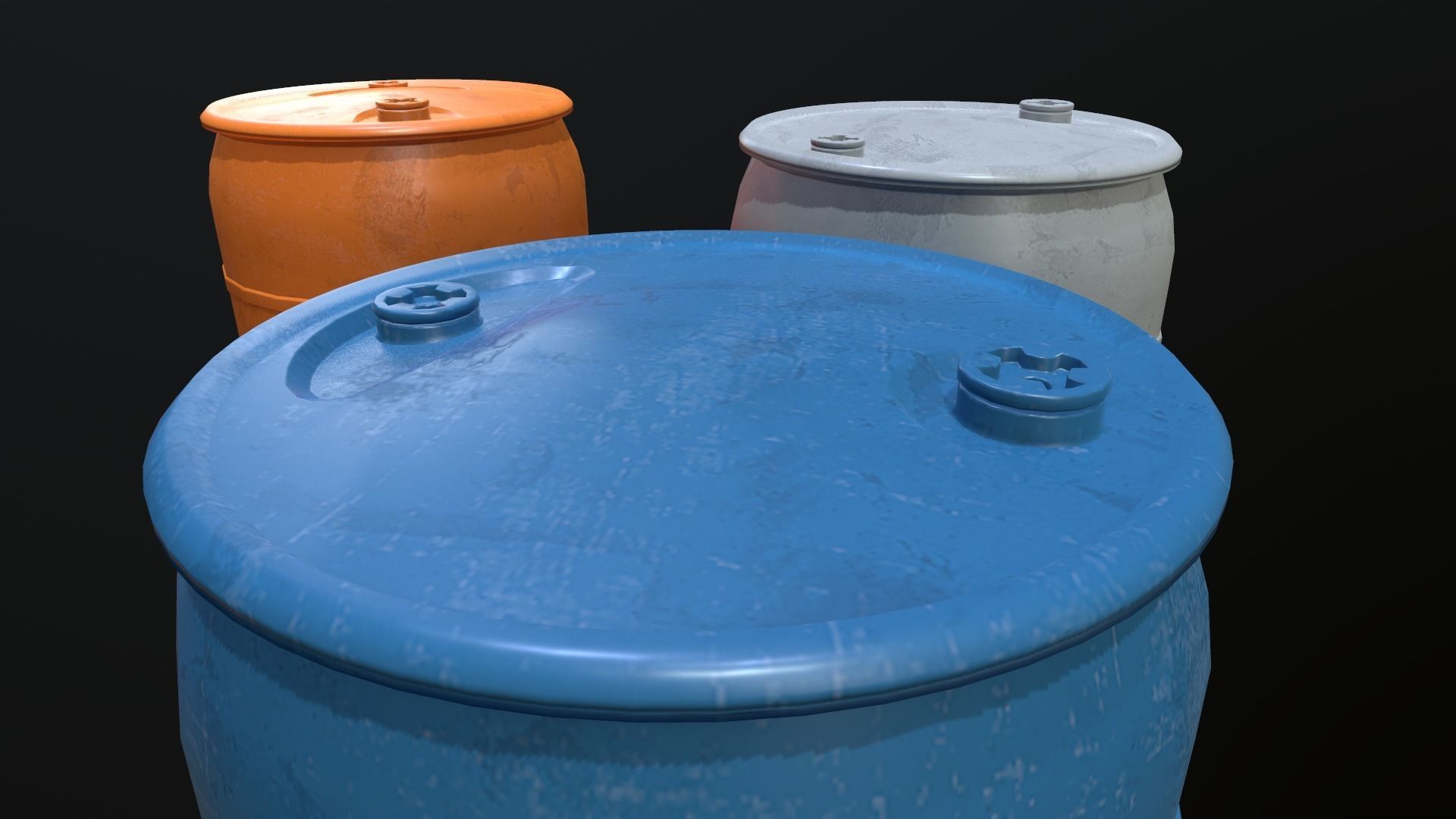 Plastic Barrel Game-ready Low-poly 3D model_3