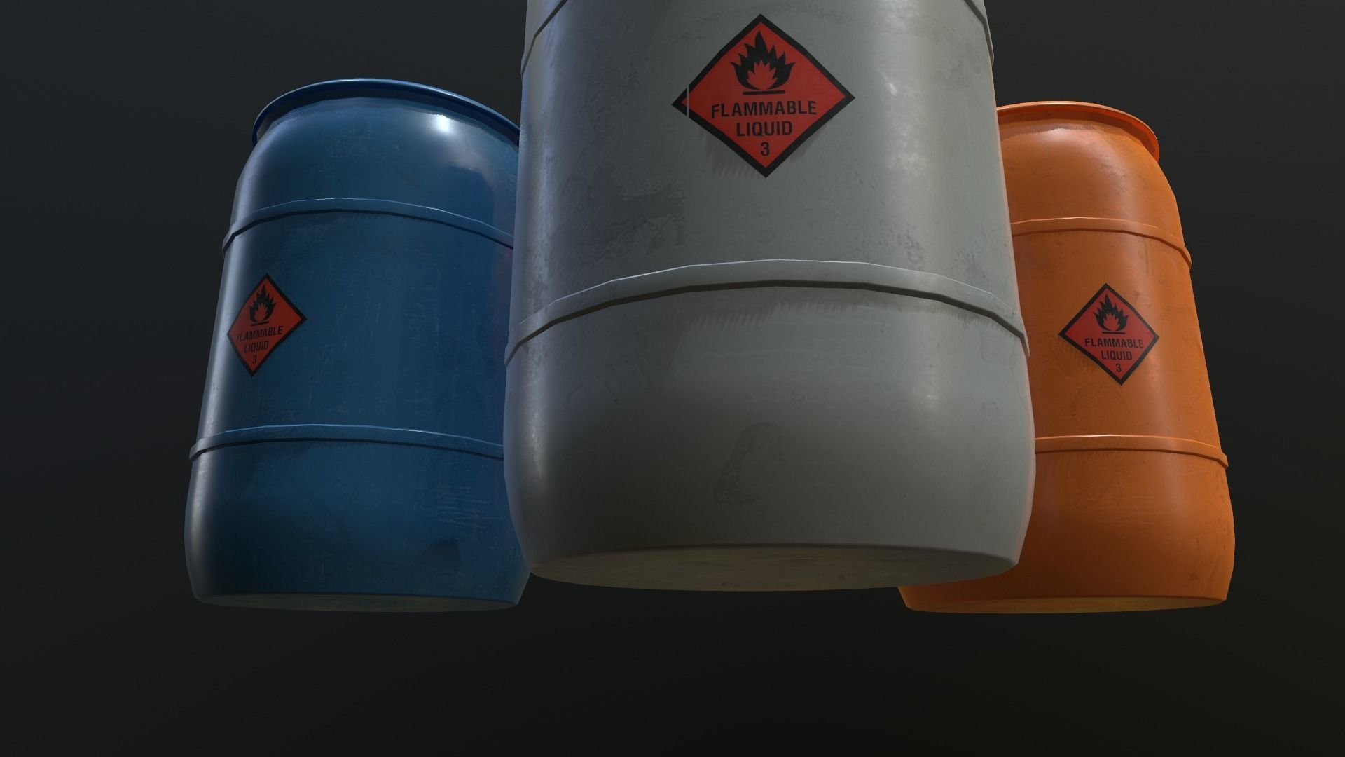 Plastic Barrel Game-ready Low-poly 3D model_9