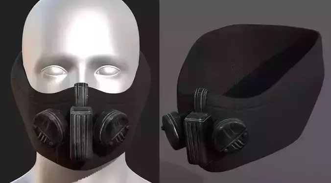 Gas mask PBR textures low poly futuristic 