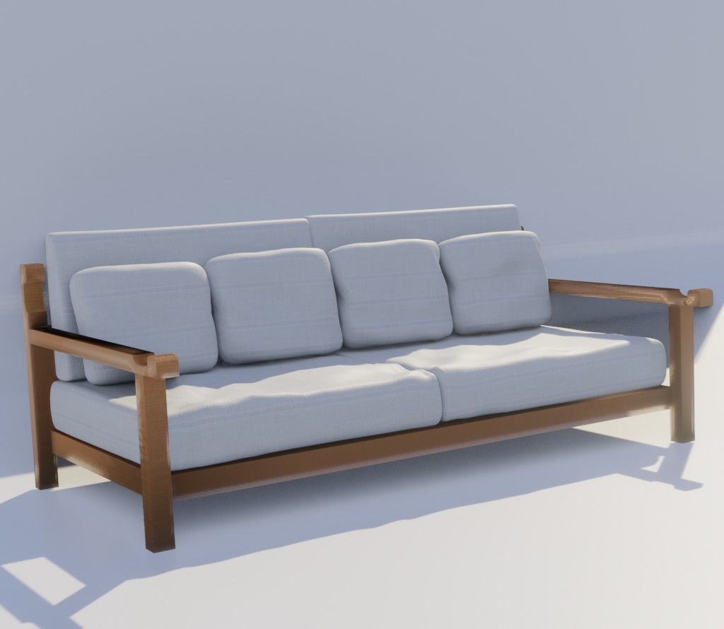 simple sofa Low-poly 3D model_3