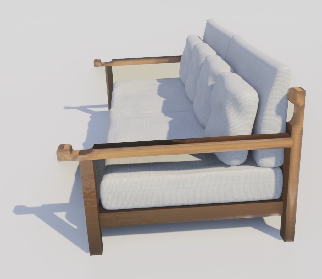 simple sofa Low-poly 3D model_1