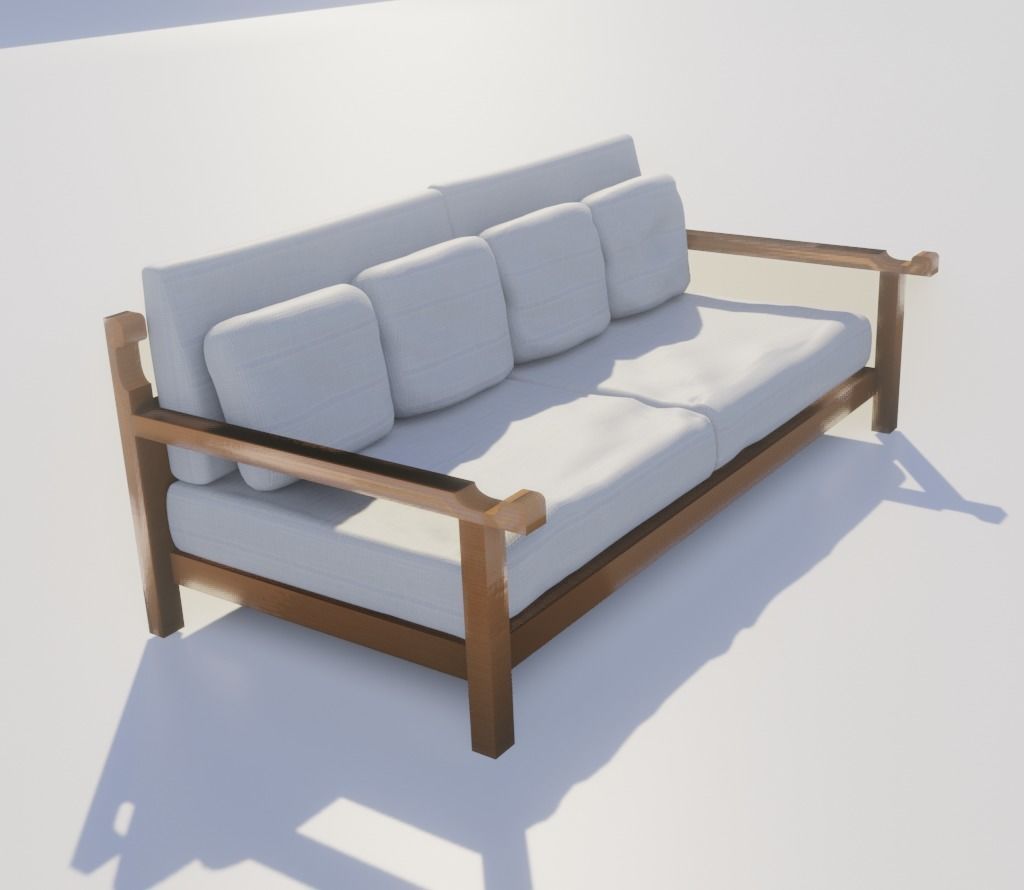 simple sofa Low-poly 3D model_2