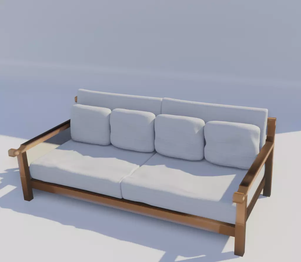simple sofa Low-poly 3D model_0