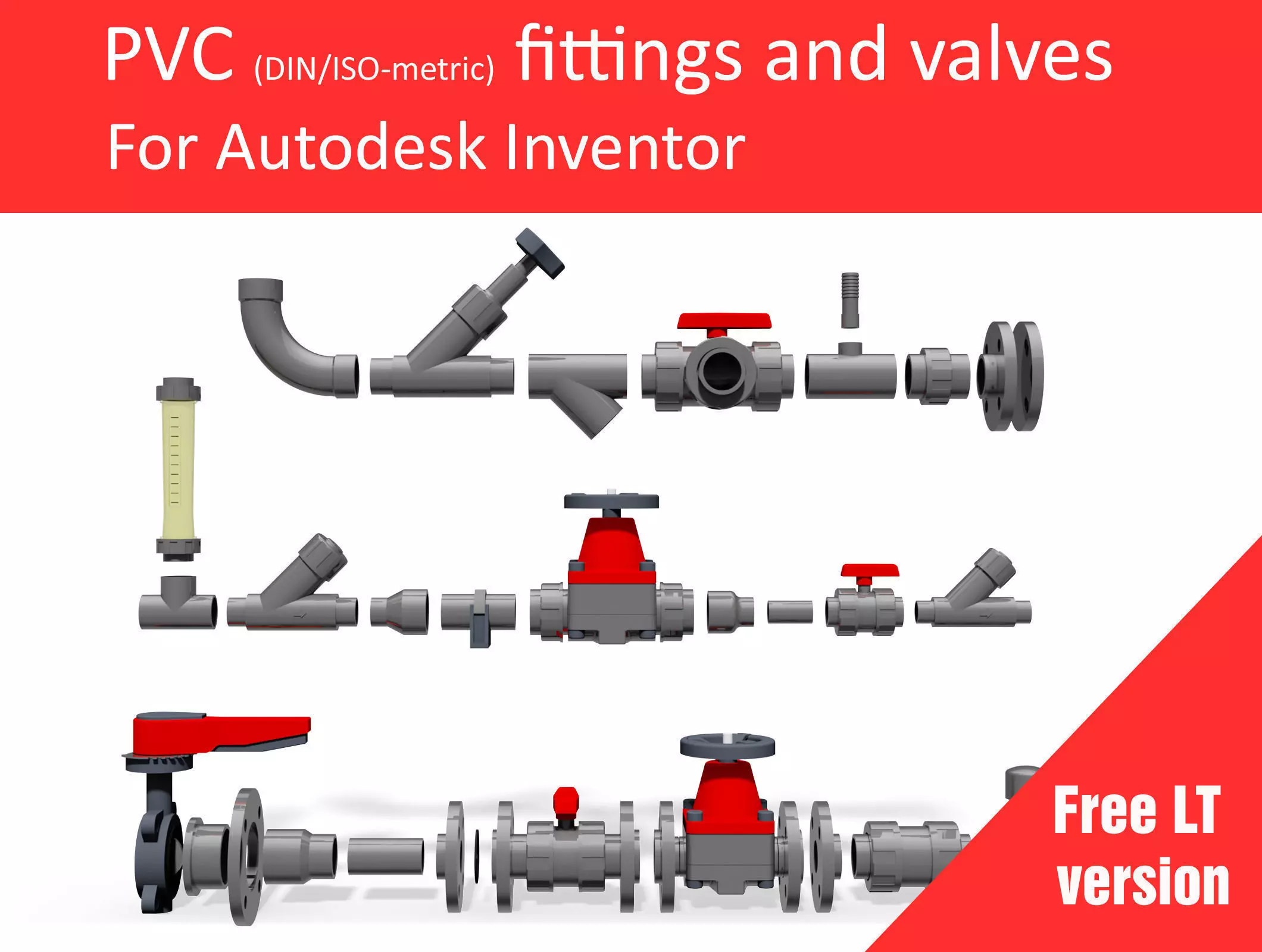 Autodesk Inventor CAD library - Piping No 3 LT Free 3D model_0