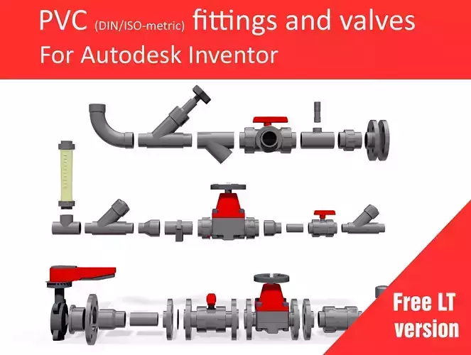 Autodesk Inventor CAD library - Piping No 3 LT Free 3D model