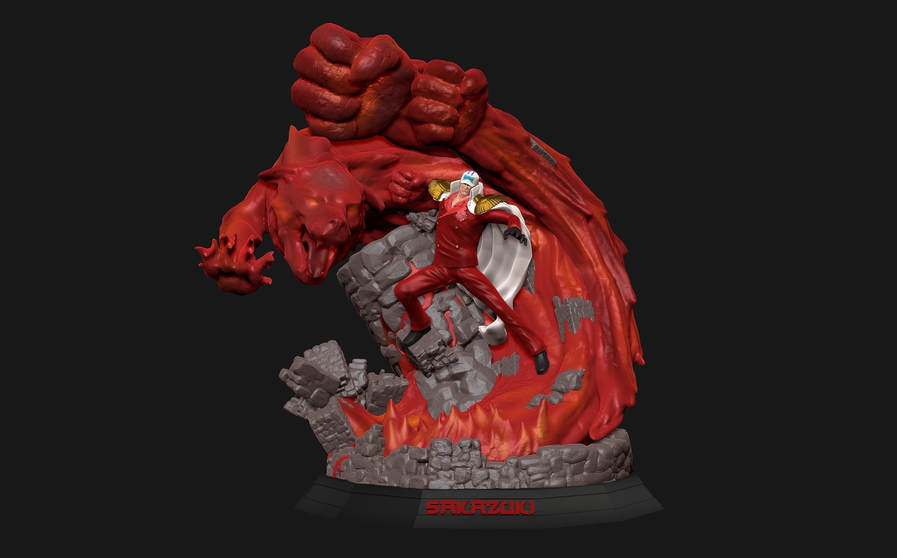 Akainu Sakazuki One Piece Marine Admiral 3d print statue 3D model