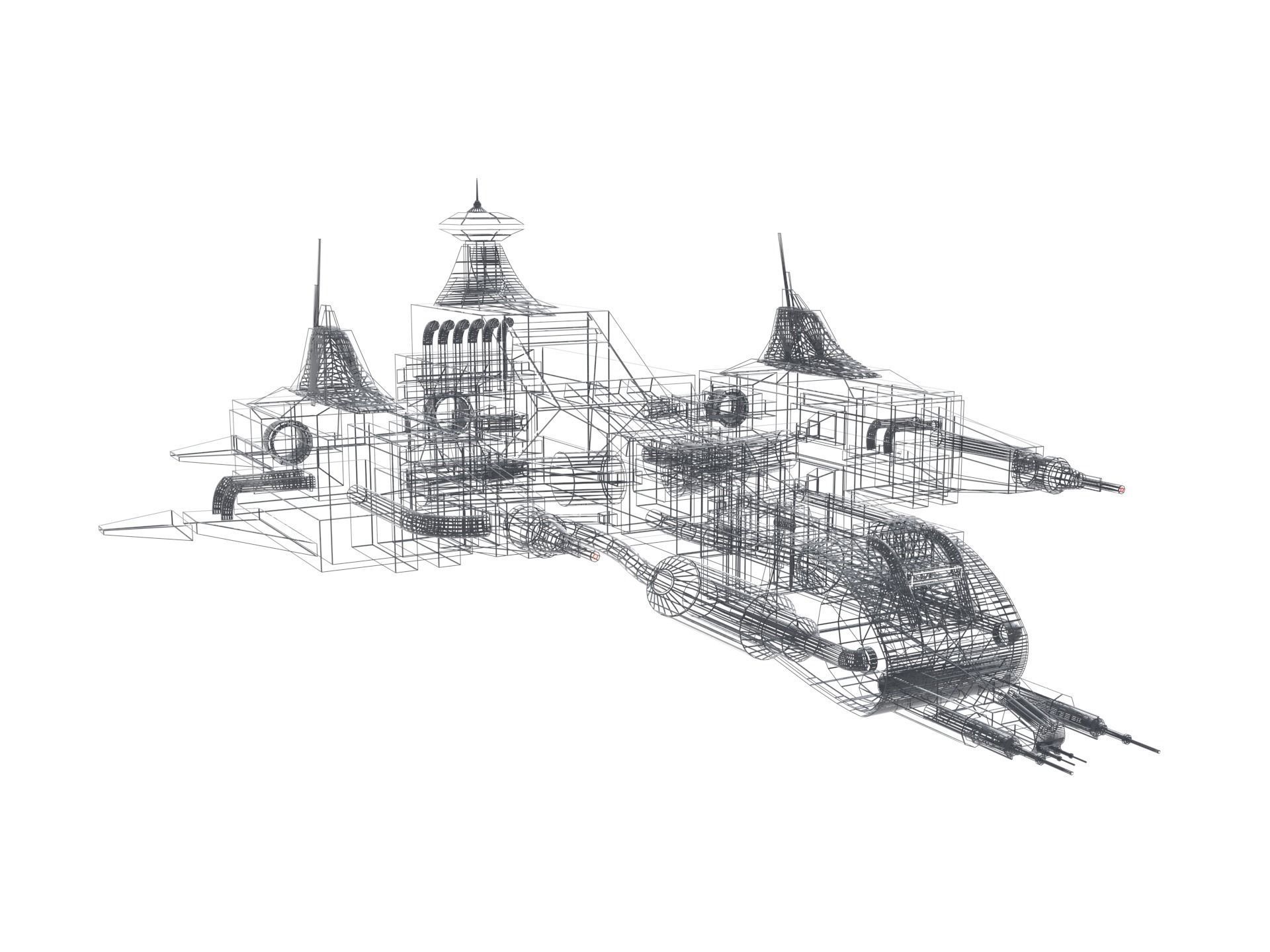 Low-poly space ship Free low-poly 3D model_1